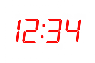 Digital clock displaying 12:34 with red led numbers