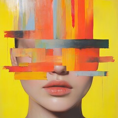 Abstract artistic portraits studio digital art vibrant background close-up identity exploration