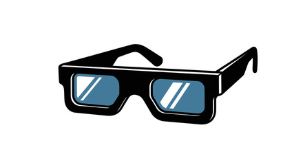 Black framed 3D glasses with blue lenses for immersive viewing.