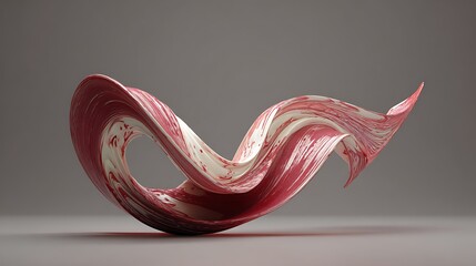 Abstract architectural form with smooth curved lines and red white color scheme for design inspiration