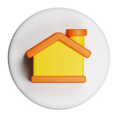 3d house home icon button transparent background