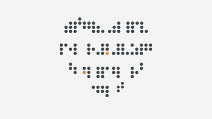 Heart-shaped Braille illustration conveying a powerful message of love and connection, symbolizing inclusive communication and deep emotional understanding through its unique tactile design