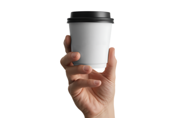 Hand Holding White Disposable Coffee Cup