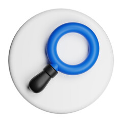 Blue magnifying glass search icon looking for information