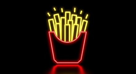 A neon French fries icon. 