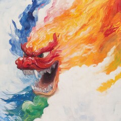 Dynamic dragon artwork imaginative realm digital illustration vivid colors fantasy concept