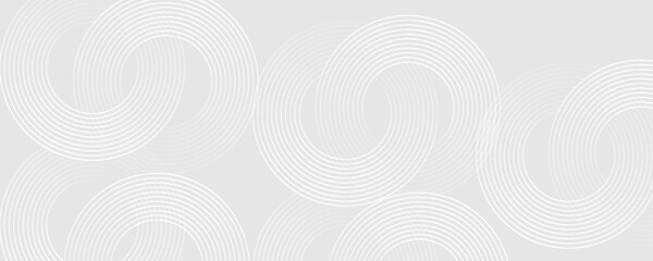 Abstract white glowing geometric lines on gray background. Modern shiny blue circle lines pattern. Futuristic technology concept.  banners, posters, cards, wallpapers, sites. background © Bik