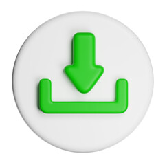 White 3d button with green download icon