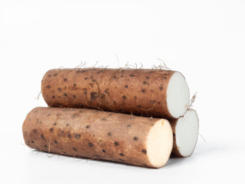 Fresh Chinese Yam Vegetable On White Background