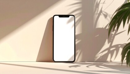 Smartphone mockup for Instagram post and story, January February 2025 theme, minimal background, realistic phone frame, soft shadows, modern aesthetic, empty screen display, high resolution, no text
