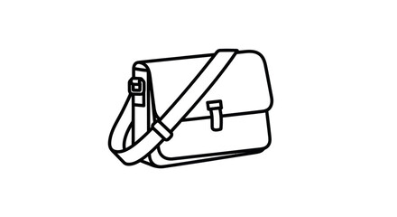 Simple Line Art Illustration of a Messenger Bag.
