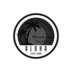 hawaii logo design vintage label circle