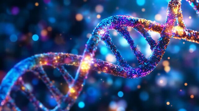Abstract dna strand illustrative render genetic code and biology concept
