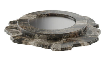 Luxury Marble Tray with Circular Indentation in Dark Gray Veining on White Background for Home Decor