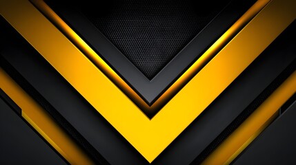 Abstract Geometric V Shape Yellow and Black Background.
