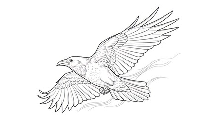 Obraz premium Bird in Flight Pencil Sketch.