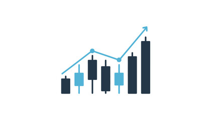 candlestick chart icon, bullish and bearish movement