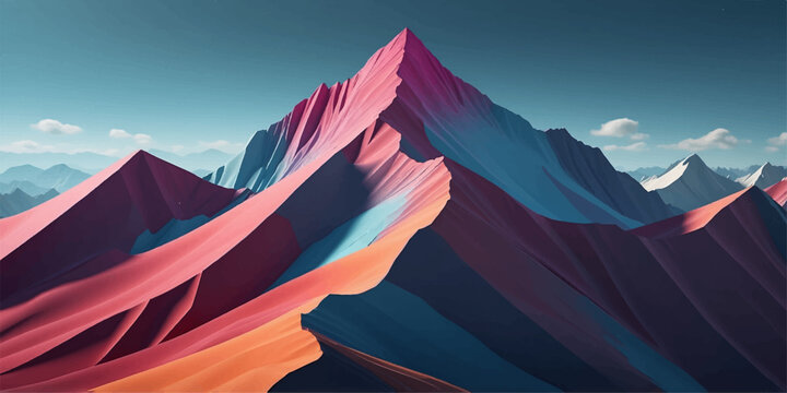 High resolution vector mountainscape with layered peaks and cinematic color harmony