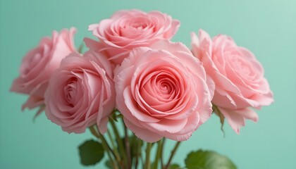 Obraz premium Baby pink roses with mint green soft background