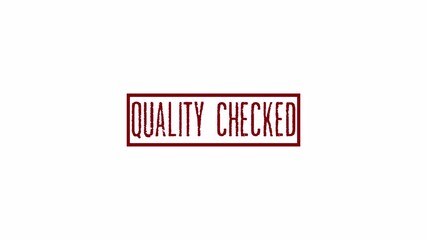 Quality checked Stamp Animation on white backgroud. Quality checked rubber stamp mark with red ink on White Background. 4k video