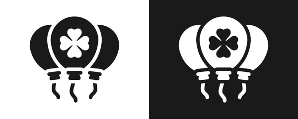 Balloons Icon Set Glyph In White And Black Background