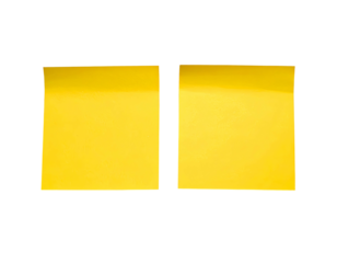 Two bright yellow adhesive notes side by side