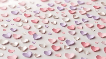 Pastel hearts on white background festive love concept
