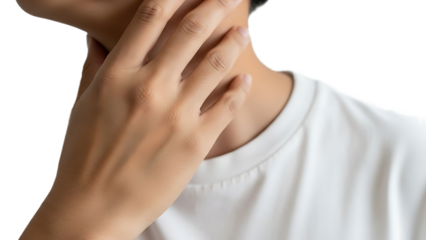 person covering mouth with hand