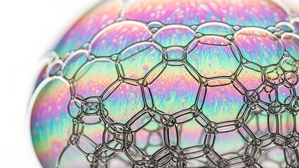 Iridescent Symphony: A Mesmerizing Cluster of Soap Bubbles Reflecting Light and Color Harmony