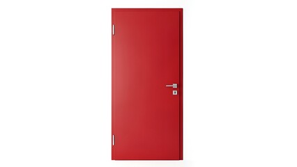 Minimalist vibrant red door set against a crisp white background in sleek design