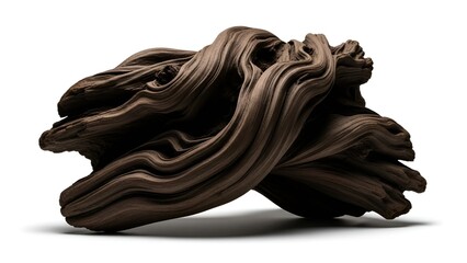 Sculpted driftwood reveals a smooth surface, highlighting the wood's texture and natural flow