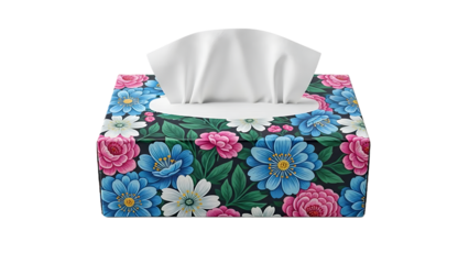 tissue box with colorful flowers on it