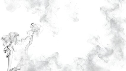 Wisps of ethereal smoke dancing in a spectral ballet against a pristine white canvas revealing