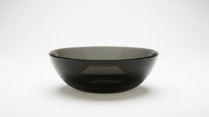 Minimalist smoky gray glass bowl with smooth rounded shape on a light background, ideal for serving salads, desserts, or snacks while adding modern, translucent elegance to contemporary table settings