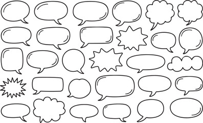 Fototapeta premium Set of hand drawn speech bubbles and comic balloons for communication and message presentation
