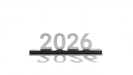 Silver 2026 Numbers on Black Surface.