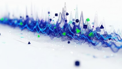 Dynamic data visualization with geometric shapes isolated on white background