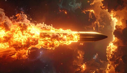 Fiery bullet through celestial skies dynamic motion concept art imagery