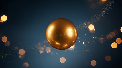 A shimmering golden sphere with bokeh lights ideal for design use on transparent background