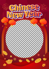 vertical decorative frame set for Chinese New Year illustration, design for photo frame, greeting card, poster, invitation and background