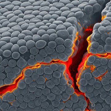 Detailed Epidermal Fissures And Skin Barrier Dysfunction Under Ion-Abrasion Scanning Electron Micrograph Showing Disease State