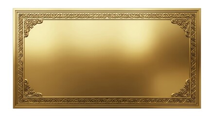 Golden Mirror Frame in Ornate Luxury Style with Warm Soft Lighting on Smooth Metallic Surface for Interior Design