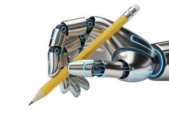 Robot hand holding a pencil