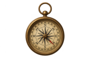 Vintage brass compass representing direction and discovery