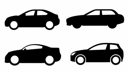 Fototapeta premium Silhouettes of modern cars in various angles and styles