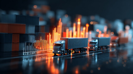 A supply chain expert forecasting logistical trends with glowing data models. (1)