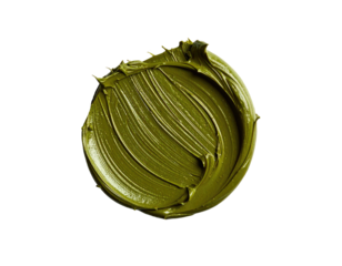 Swirls of thick olive paint, texture visible