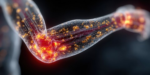 Detailed scientific visualization of neurons and synapses highlighting nerve cells, neural networks, neurotransmitters, and nervous system functions for educational and medical purposes