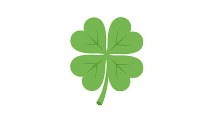 A vibrant green four-leaf clover, a symbol of good luck, isolated on a clean white background.
