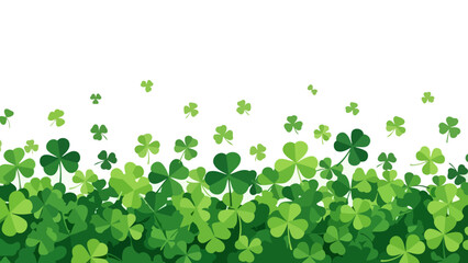 St. Patrick's Day background with shamrocks and clovers on a white background.
